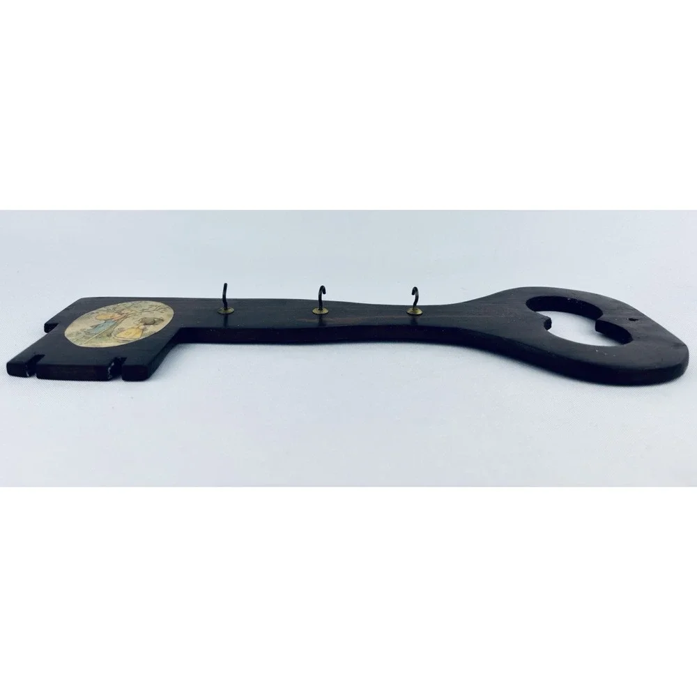 Vintage Holly Hobbie‎ Wood Key Shaped Key Holder Rack 3 Hooks